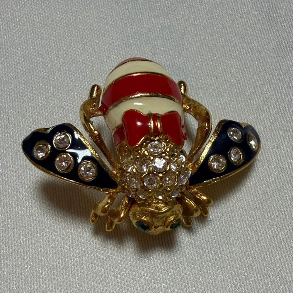 Joan Rivers Gold and Red Bee Brooch - Picture 2 of 9